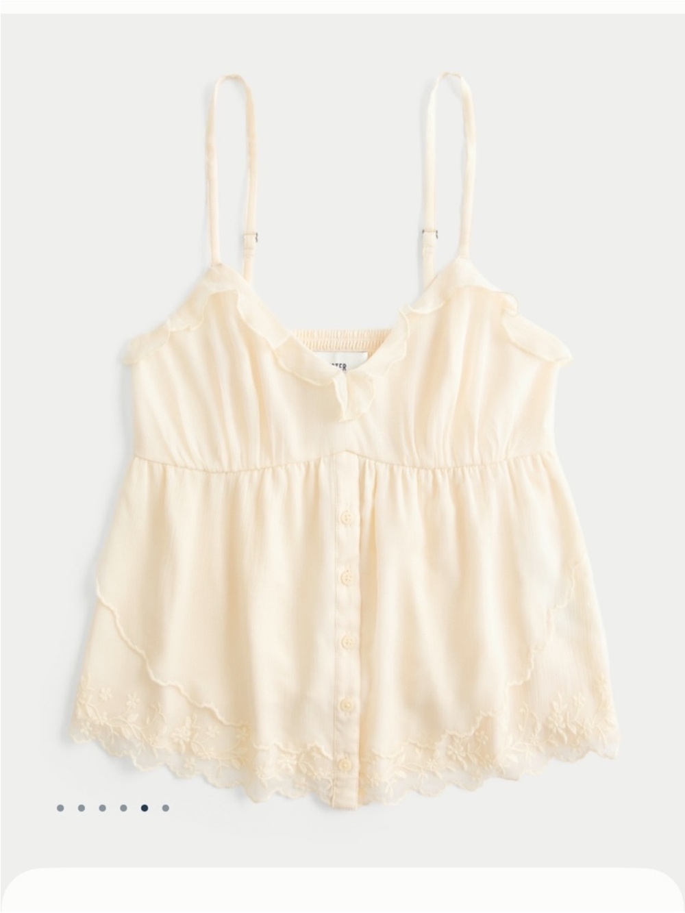 Hollister Yellow Embroidered Babydoll Cami Tank | Coquette Cottagecore | NWOT - Picture 3 of 6